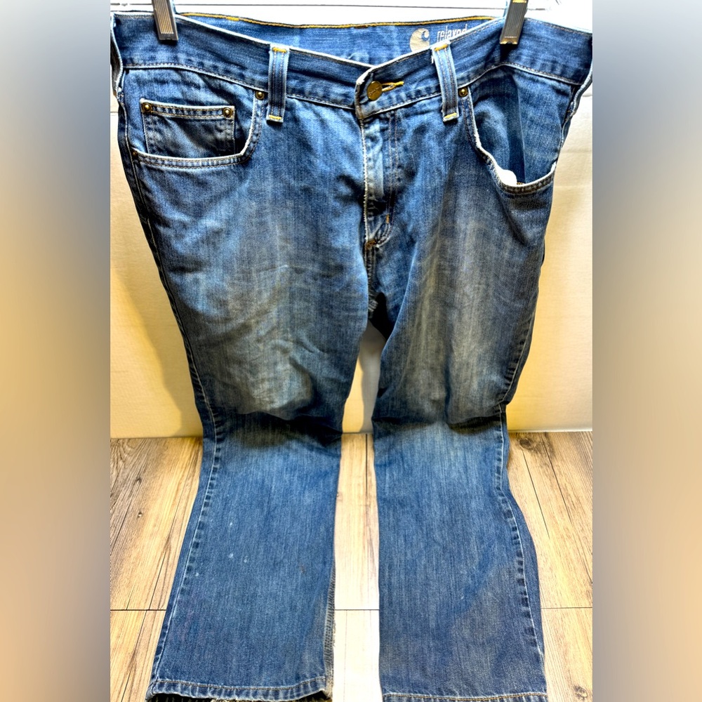 Carhartt Men’s Work Jeans Size 36 Blue Denim 36X30 Relaxed Fit Straight.